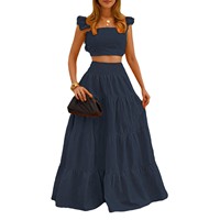 Nouvel ensemble jupe et haut sexy à taille mi-haute de couleur unie, style transfrontalier européen et américain, collection été 2026