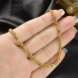 Collier fin en acier inoxydable plaqué or 18 carats pour femme, avec chaîne à maillons carrés creux et brillants, idéal pour les rendez-vous et les rassemblements. - Product Image 3