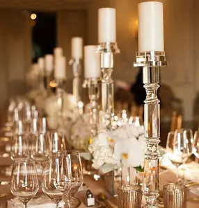 अद्वितीय क्रिस्टल टीलाइट मन्नत मोमबत्ती धारक धातु टेबल सेंटरपीस शादियाँ पार्टियाँ कैंडेलब्रा ग्लास कैंडलस्टिक सजावट