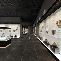 Vitrines d'antiquités personnalisées, design en bois, grande vitrine murale en verre noir avec bande LED