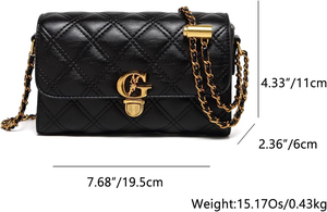 <span class=keywords><strong>Bolso</strong></span> <span class=keywords><strong>bandolera</strong></span> pequeño acolchado para mujer, <span class=keywords><strong>bolso</strong></span> de hombro con correa de cadena dorada, mini cartera con asa superior abatible - Product Image 5