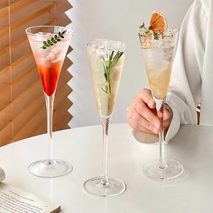 Français Romantique Clair Champagne Flûte Trompette En Forme De <span class=keywords><strong>Vin</strong></span> Jus Tasse Longue Boisson Verre Cocktails - Product Image 4
