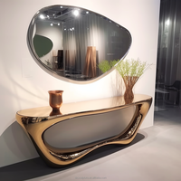 Meuble d'entrée de couloir grande taille en or, table console d'entrée moderne en métal