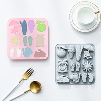 Moules à gâteau en silicone antiadhésifs à thème plage, réutilisables, de qualité alimentaire, mignons, en silicone magnétique pour chocolat, bonbons et glaces DIY