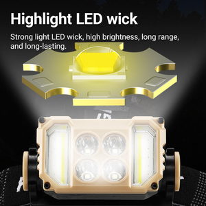 Lampe frontale super lumineuse à 4 LED + COB, rechargeable par USB, étanche, multi-modes, pour camping, pêche, randonnée, travail en extérieur - Product Image 3