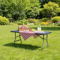 Ensemble de tables et chaises pliantes d'extérieur en HDPE et acier, légères, durables et économiques, pour hôtel, restaurant, hôpital, villa, entrée.
