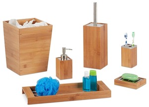 <span class=keywords><strong>Dispensador</strong></span> <span class=keywords><strong>de</strong></span> jabón <span class=keywords><strong>de</strong></span> bambú y cepillo <span class=keywords><strong>de</strong></span> dientes para baño, accesorios modernos elegantes, 6 piezas - Product Image 2