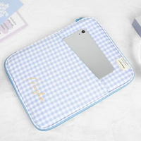 Pochette pour ordinateur portable rembourrée en coton vichy avec poches pour Ipad Pen Custom Logo Large Capacity Computer Case