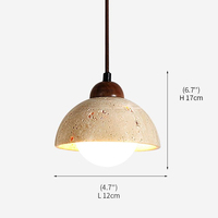 Lampe suspendue Soren en travertin, bois et verre, style Wabi-sabi Japandi, production en gros OEM, directement de l'usine