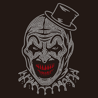 Motif de transfert de strass thermocollant personnalisé avec logo de clown pour Halloween, pour vêtements