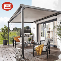 Minuterie automatique Capteur de vent et soleil Pergola rétractable en alliage d'aluminium Auvent de luxe pour patio avec revêtement télécommandé