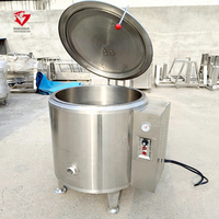Marmite de cuisson industrielle à vapeur encadrée en acier inoxydable pour la fusion du sucre et la cuisson des bagels, avec moteur, facile à nettoyer