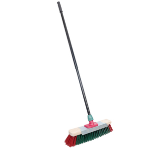 आउटडोर प्लास्टिक हैंडल 18 इंच एक्सटेंडेबल 2 में 1 मंजिल स्क्रब ब्रश स्टेनलेस स्टील स्क्रब ब्रश के साथ और फ्लैग ब्रिस्टल - Product Image 2