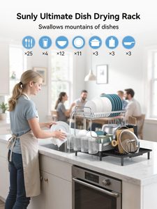 Organizador Multifuncional para Gabinete de Cocina, Escurridor de Platos de Acero Inoxidable, Secador de Cubiertos, Estante para Secar Platos Sobre el Fregadero - Product Image 2