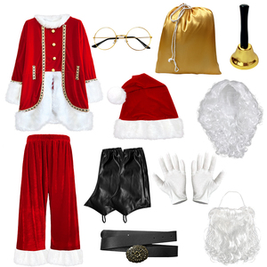 Costume <span class=keywords><strong>de</strong></span> Père Noël pour homme adulte, ensemble <span class=keywords><strong>de</strong></span> vêtements en velours rouge, pantalon, tenue <span class=keywords><strong>de</strong></span> scène, taille plus, vente en gros en stock - Product Image 5