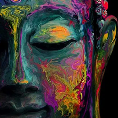 Buda sanat mavi resimleri duvar süslemeleri Zen dekor buda heykeli tuval soyut renkli resim manevi meditasyon