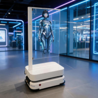 Robot Inteligente de 30 Pulgadas con Pantalla OLED Transparente y Sensor Automático para Publicidad Electrónica y Equipos Móviles