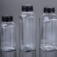 Bouteilles à jus de 8 oz en plastique, bouteilles à jus en plastique vides, contenants transparents avec couvercles anti-effraction pour jus, lait et autres boissons
