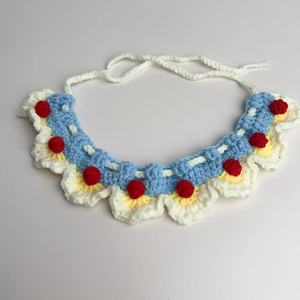 Hand Hook Knitted Pet Bib With Flower Decor <b>For</b> <b>Cats</b> Dogs Four Seasons Use - Product Image 4