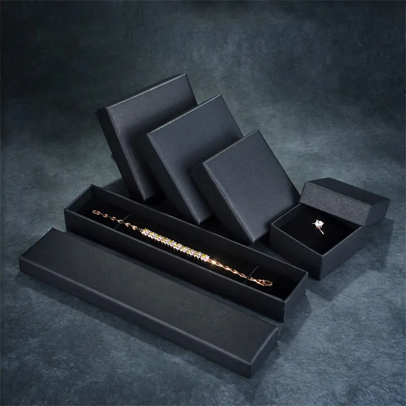 עגיל טבעת שרשרת מגניב שחור אריזת מתנה קופסות תכשיטי אופנה אריזה