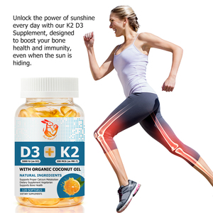 Complément alimentaire pour la santé osseuse, vitamine D3 K2 naturelle en gélules molles avec huile de coco biologique, favorise l'absorption du calcium, gélules molles - Product Image 3