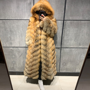 <span class=keywords><strong>Cappotto</strong></span> Lungo <span class=keywords><strong>in</strong></span> <span class=keywords><strong>Pelliccia</strong></span> Naturale Nero <span class=keywords><strong>con</strong></span> Cappuccio per Donna, Caldo per l'Inverno, Abbigliamento da Strada - Product Image 4