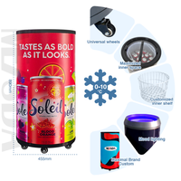 Refroidisseur de boissons rond Meisda SC77Y 77L avec roues, équipement de réfrigération de boissons commercial pour magasin, bar, événement