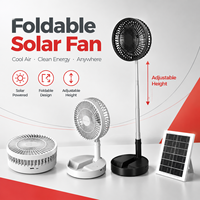 Ventilateur solaire pliable rechargeable Type-C super rafraîchissant, forte vitesse du vent, avec panneau solaire pour bureau, table, camping en plein air