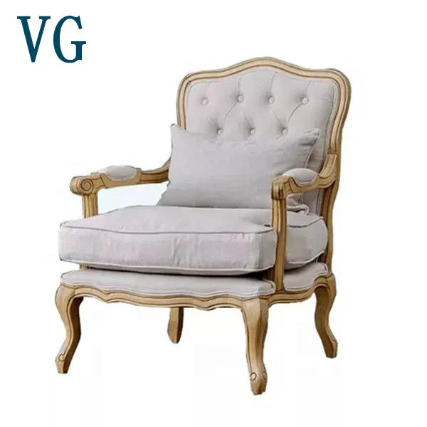 Custom fabric color Classic style upholstered hotel lounge area, living room solid wood lounge chairs