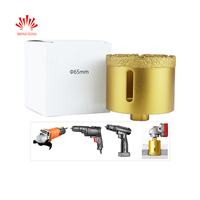 Outil de perçage diamanté personnalisé de 65 mm en acier au carbone épais de qualité supérieure, pour utilisation à sec ou à l'eau, foret à brasage sous vide