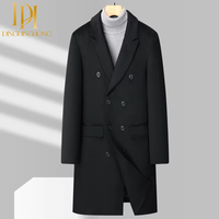 Manteau mi-long homme sur mesure, coupe ajustée, printemps/automne, style costume à double boutonnage, col classique, directement de l'usine, pour l'export.