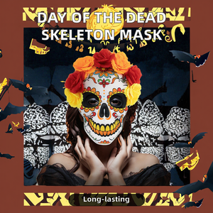 Máscara de Esqueleto del Día de Muertos Mexicano, Accesorio de Maquillaje para Disfraces y Fiestas, Ideal para Halloween - Product Image 2
