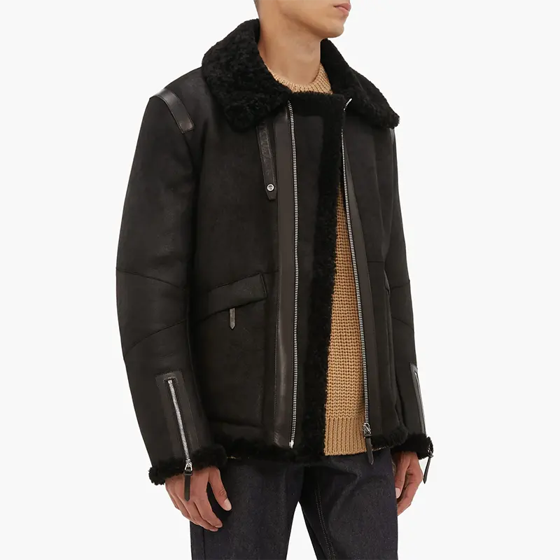 남성용 B3 폭격기 자켓 정품 가죽 코트 정품 양피 Shearling Jacket