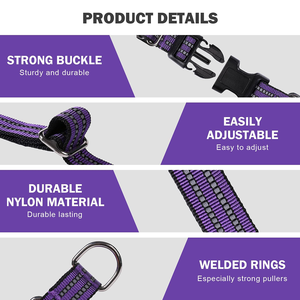 Adjustable Soft <b>Padded</b> Reflective Multi-functional Dog Leash Durable Nylon Retractable Quick Release for Daily <b>Walking</b> Training - Product Image 3
