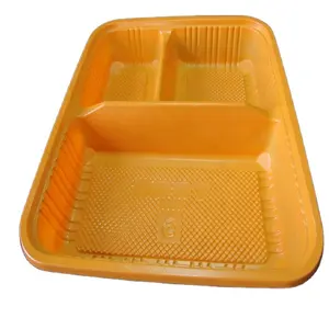 Desechables dividido comida placa 5 compartimento almuerzo bandeja de plástico con tapa