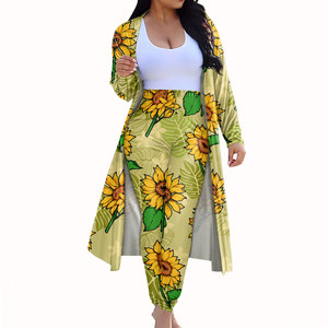 Vestito di <span class=keywords><strong>compleanno</strong></span> per donna Leggings cappotto lungo mantello abiti di lusso tribale stampa pantaloni set donna 2 pezzi abiti Casual - Product Image 2