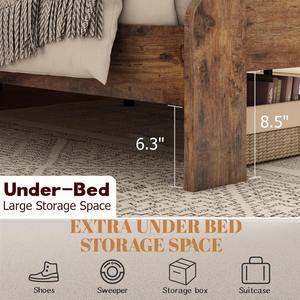 Cadre de lit king size en bois rustique vintage avec tête de lit et <span class=keywords><strong>lattes</strong></span> en bois, assemblage facile, fabrication en usine - Product Image 6