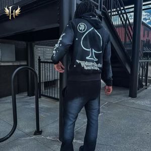 Custom Men Heavy Fleece Half <b>Spray</b> Washing Cropped Screen Flare Sweatpants Hoodie <b>Sets</b> Vintage - Product Image 5