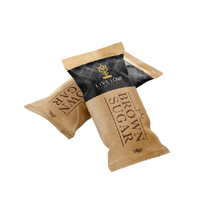 Trung Quốc nhà máy 40gsm nhựa <span class=keywords><strong>PE</strong></span> tráng nâu kraft giấy cuộn với bản in cho đường mía 2 3 5gr gói - Product Image 2