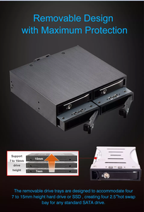 Optibay - <span class=keywords><strong>Rack</strong></span> Móvil para Discos Duros de 5.25 Pulgadas con <span class=keywords><strong>4</strong></span> Bahías para Discos Duros de 2.5 Pulgadas, SATA, SAS, de Aluminio, con Bandeja Extraíble - Product Image 3