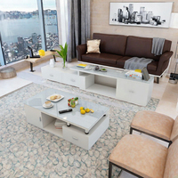 Meubles de salon en promotion, table basse en verre moderne durable avec grand rangement, facile à nettoyer, prix bas, luxe léger, couleur blanche