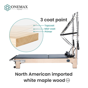 ONEMAX Reformer <span class=keywords><strong>Pilates</strong></span> en Bois d'Érable avec Demi-Tourneuse, 15 Niveaux de Ressorts Réglables, <span class=keywords><strong>Barre</strong></span> de Pieds à 7 Vitesses pour Studio et Domicile - Product Image 6