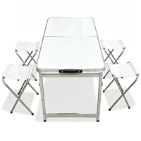 Table et chaises de camping, table de pique-nique pliable portable avec chaises, table de plage pliable légère pour les fêtes
