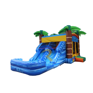 Château gonflable commercial à motif marbre avec toboggan, idéal pour fêtes et parcs d'attractions - Grande Vente - Product Image 4