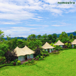 Cabina de tienda de campaña modular de lujo con puerta de vidrio Tienda de campaña moderna con salón y baño Hotel estructurado en acero para campamentos de desierto y playa - Product Image 5