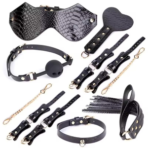 Ensemble en cuir érotique SM, Kits de contrainte pour lit, Accessoires pour couple, pour jeux alternatifs, Menottes bondage érotiques, Étanche, Haute qualité - Product Image 2