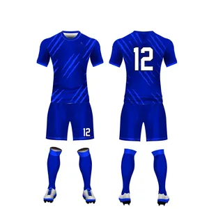 Customized Printing Logo Soccer Team Wear Sports Jersey Quick Dry Soccer Uniform Designs Blue Football Jersey Soccer Jersey Set