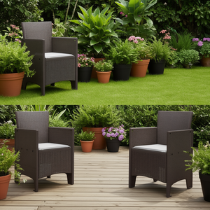 Juego de sillas de jardín de polipropileno marrón, 20,87 x 19,29 x 33,46 pulgadas, muebles de exterior duraderos y resistentes a la intemperie - Product Image 2