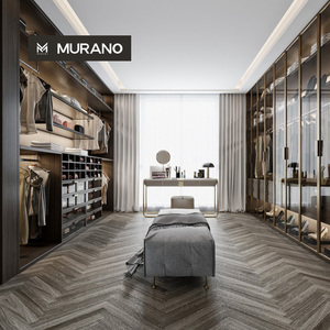 Systèmes de dressing sur mesure de luxe léger et moderne, armoires de chambre en bois pour dressing ouvert - Product Image 1
