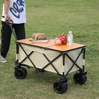 Chariot pliable de camping et pique-nique JFXL TC-16 avec table amovible, roues tout-terrain robustes en métal, grande capacité